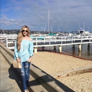 Blue off the shoulder top